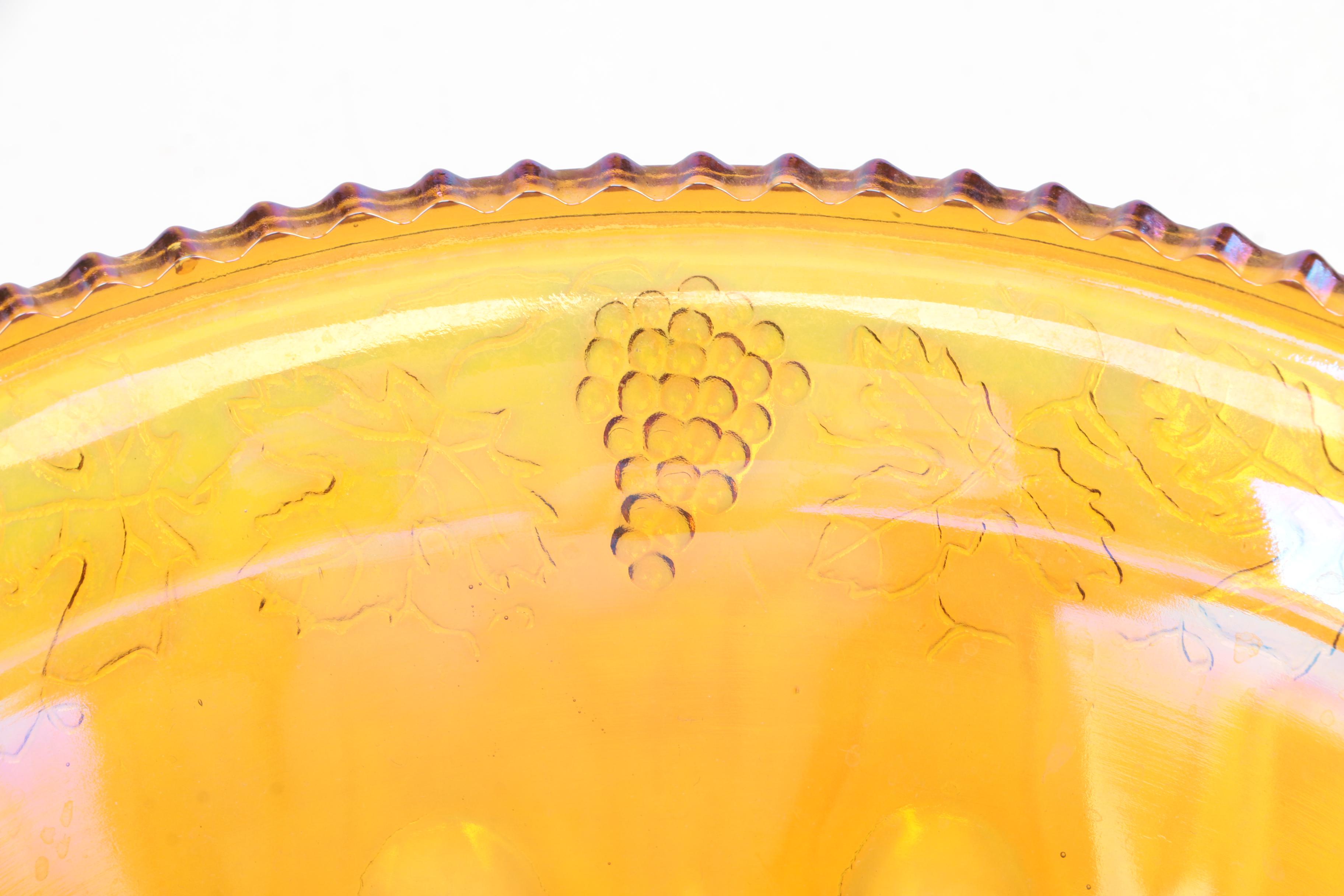 Vintage Indiana Glass "Harvest" Carnival Glass Punch Bowl Set