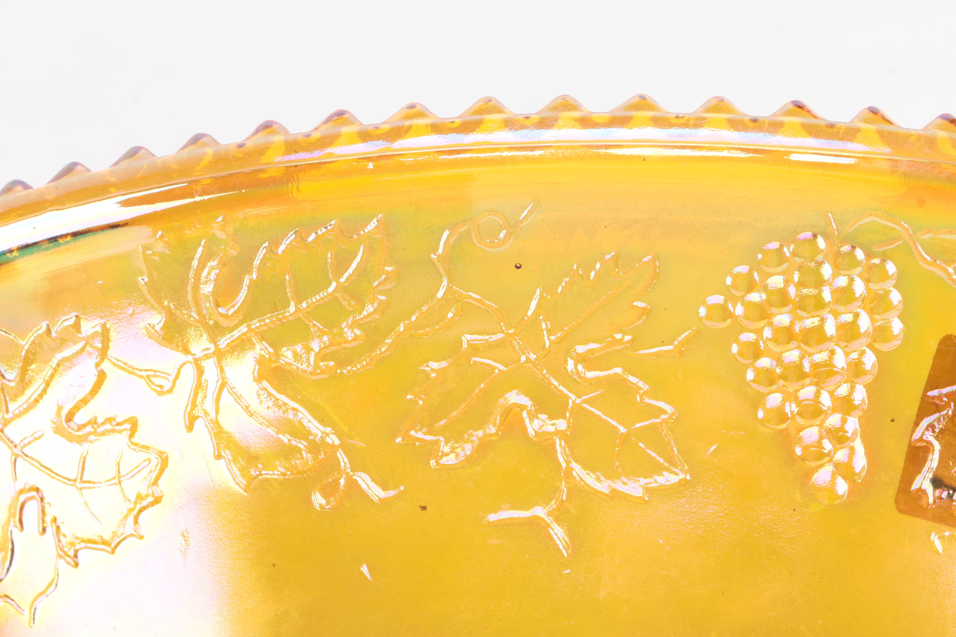 Vintage Indiana Glass "Harvest" Carnival Glass Punch Bowl Set