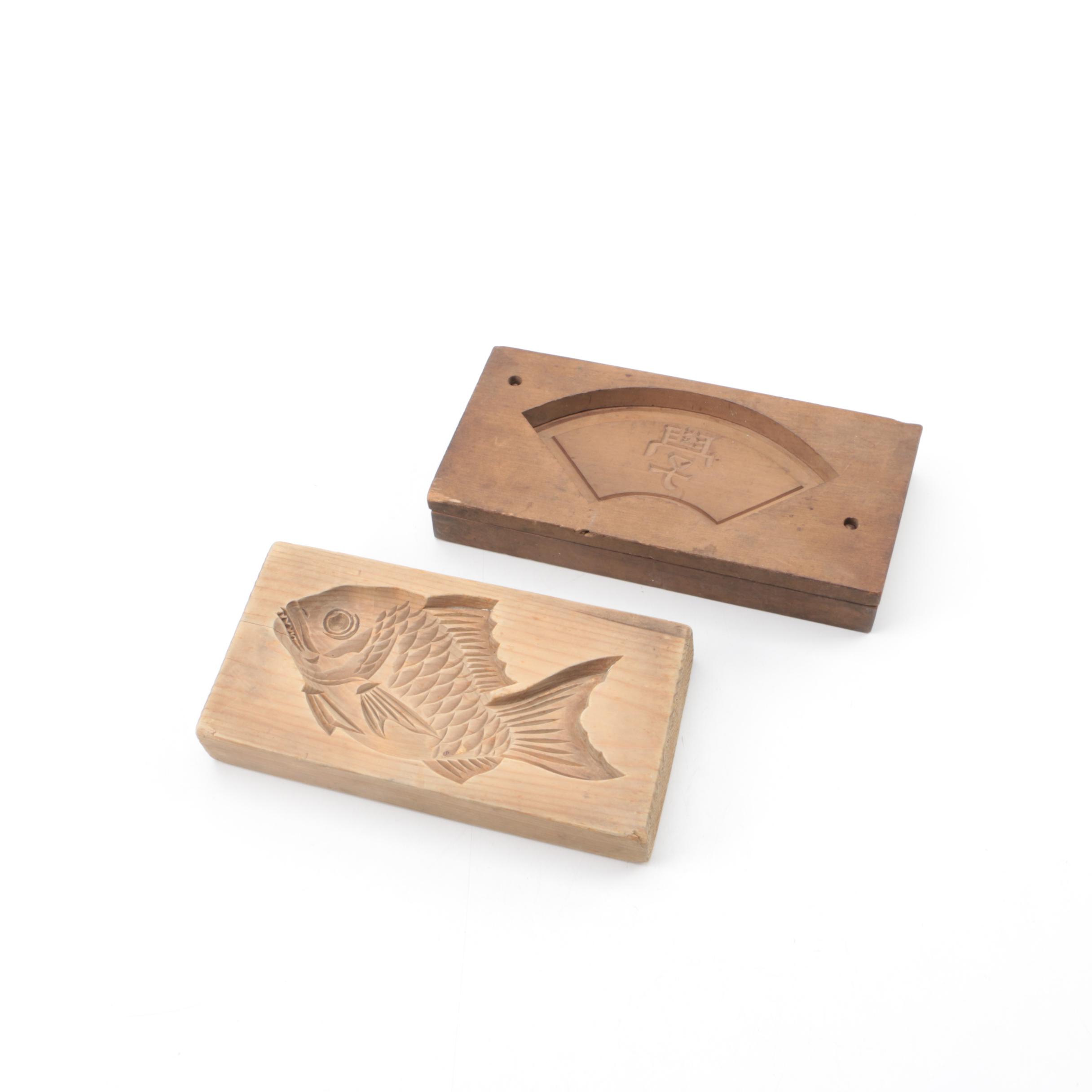 Vintage Japanese Kashigata Wooden Molds