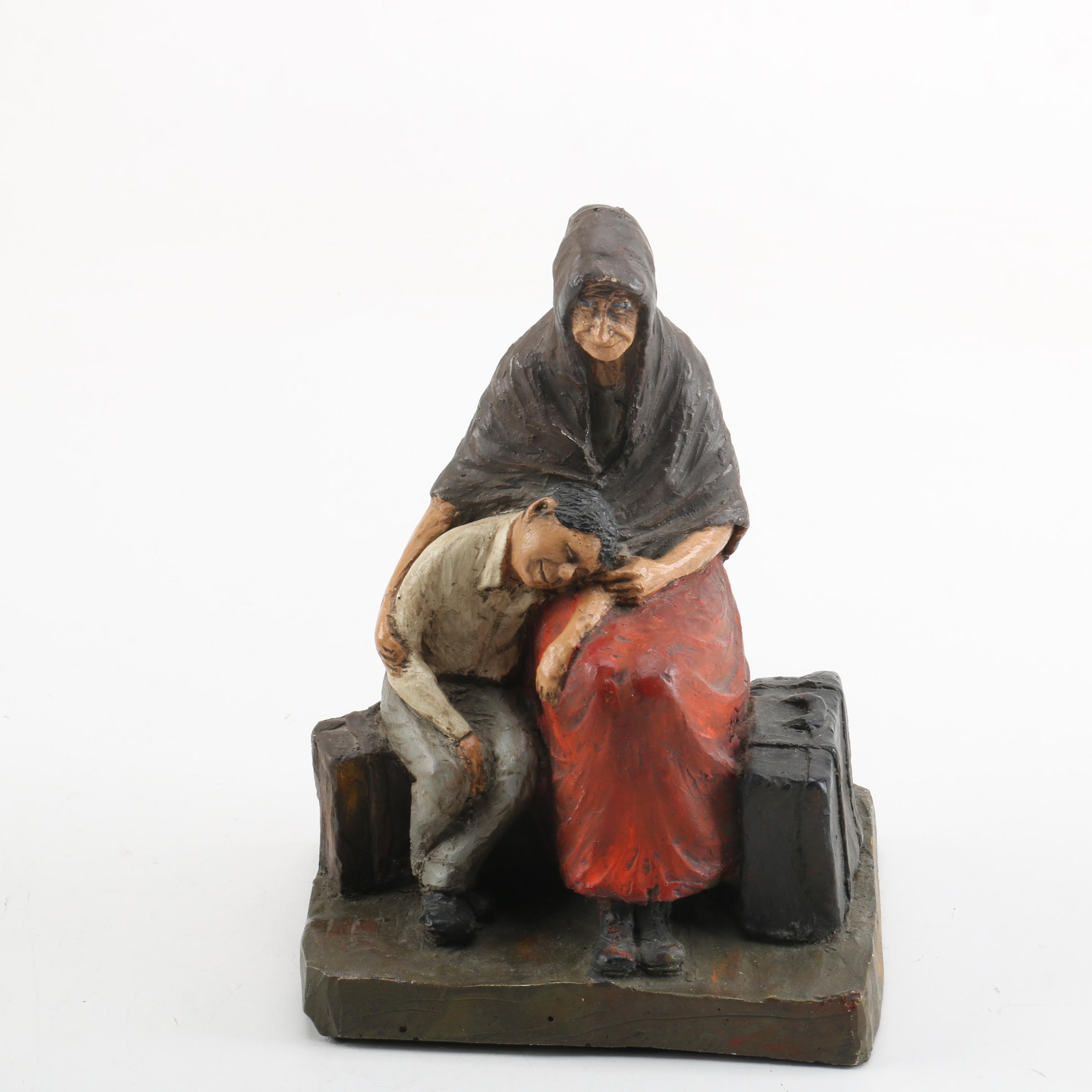 Vintage Michael Garman Sculpture of a Woman and Boy