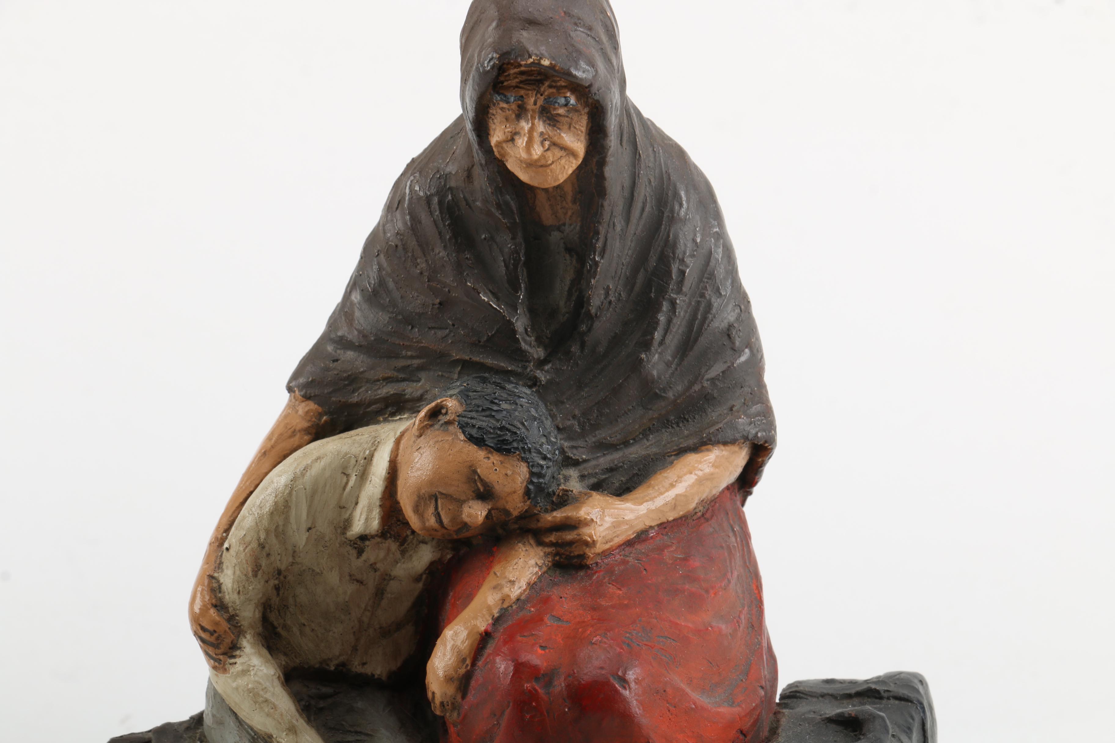 Vintage Michael Garman Sculpture of a Woman and Boy