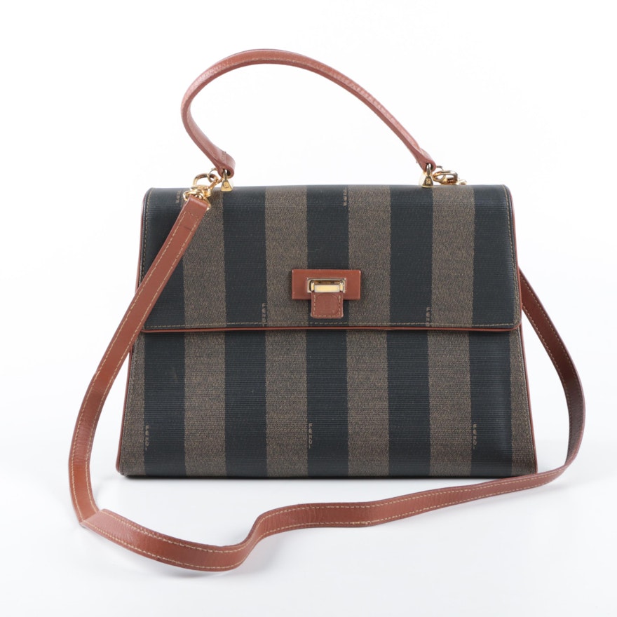 Vintage Fendi Pequin Stripe Satchel