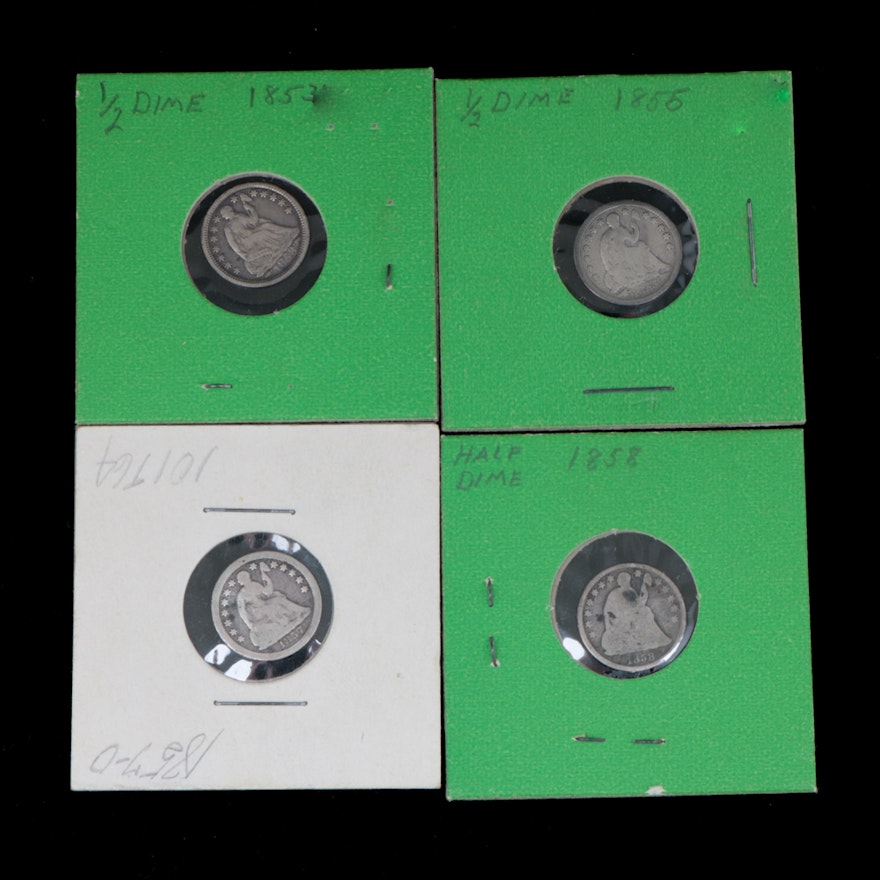 Four Seated Liberty Silver Half Dimes