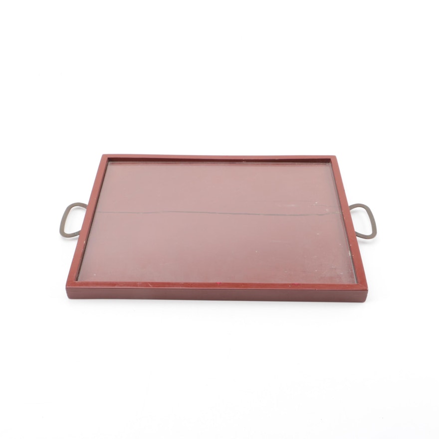 Wood and Glass Serving Tray