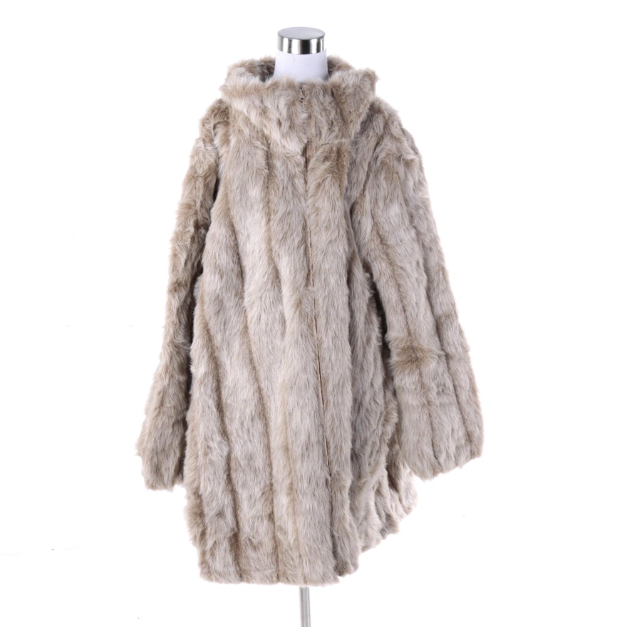 Women's Roaman's Grey Faux Fur Coat