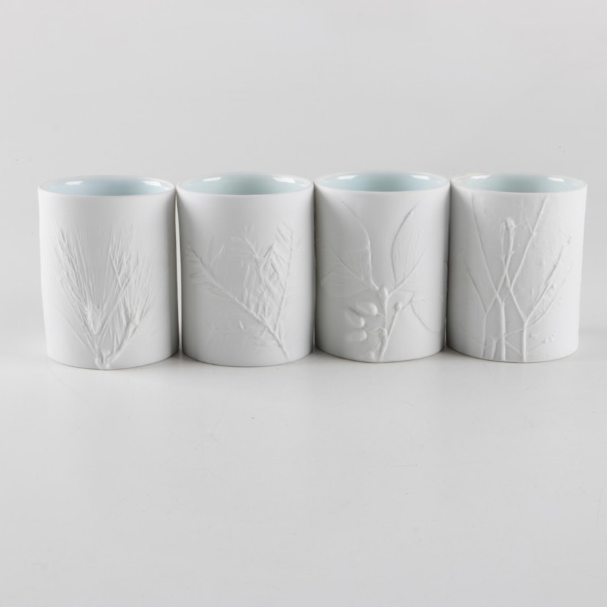 Set of Artist Signed Porcelain Mugs