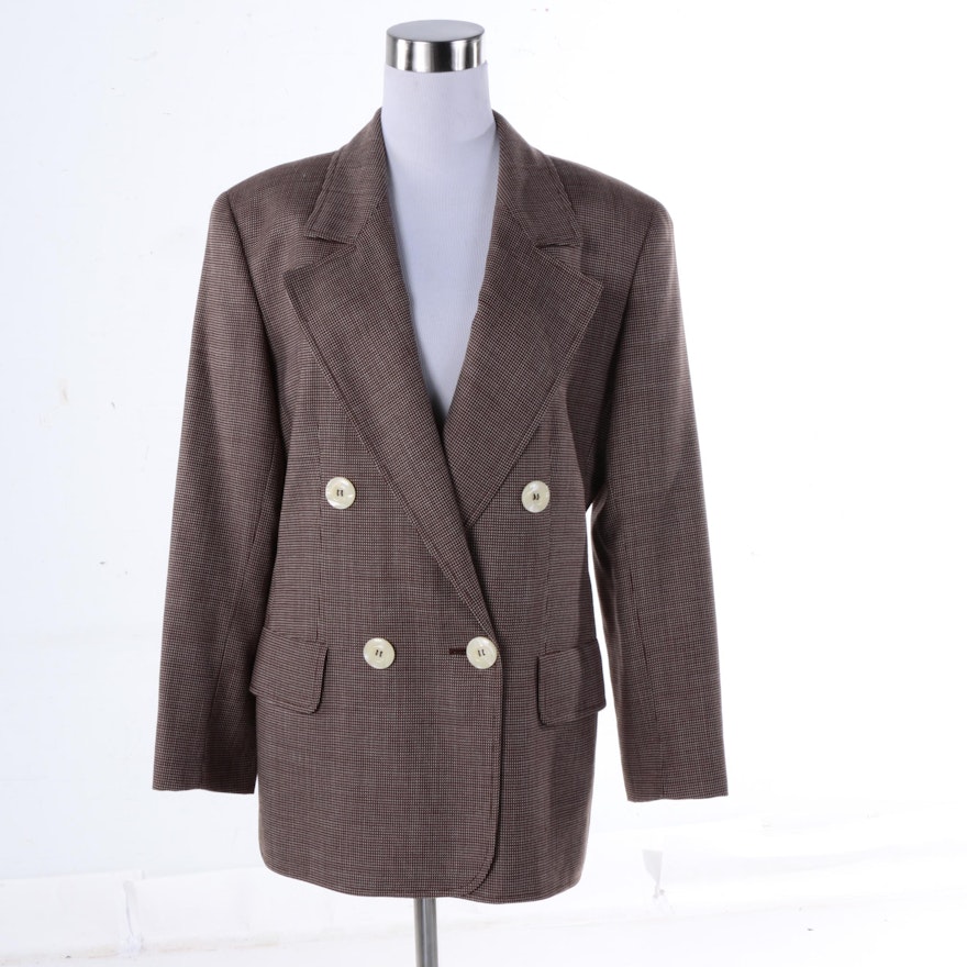 Women's Valentino Miss V Double-Breasted Wool Blend Suit Jacket