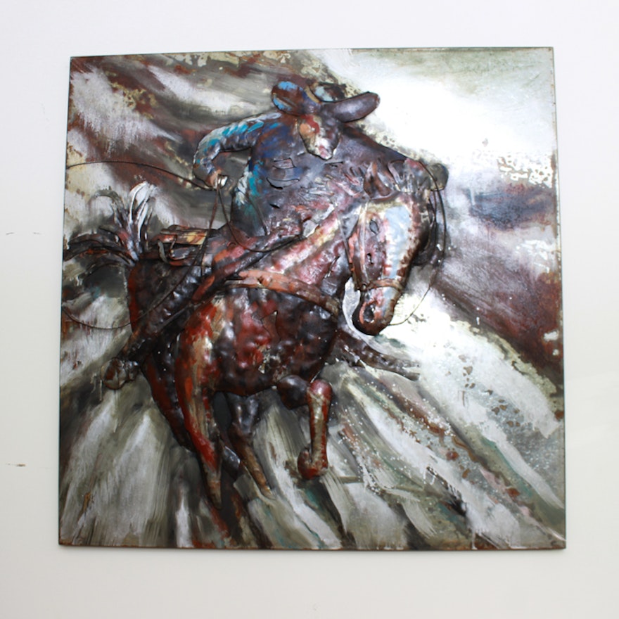 Cowboy-Themed Layered Metal Wall Art