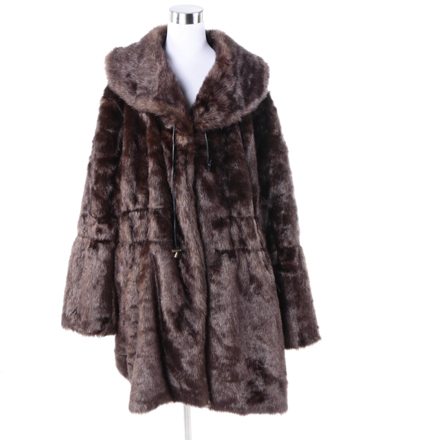 Women's Woman Within Brown Faux Fur Coat