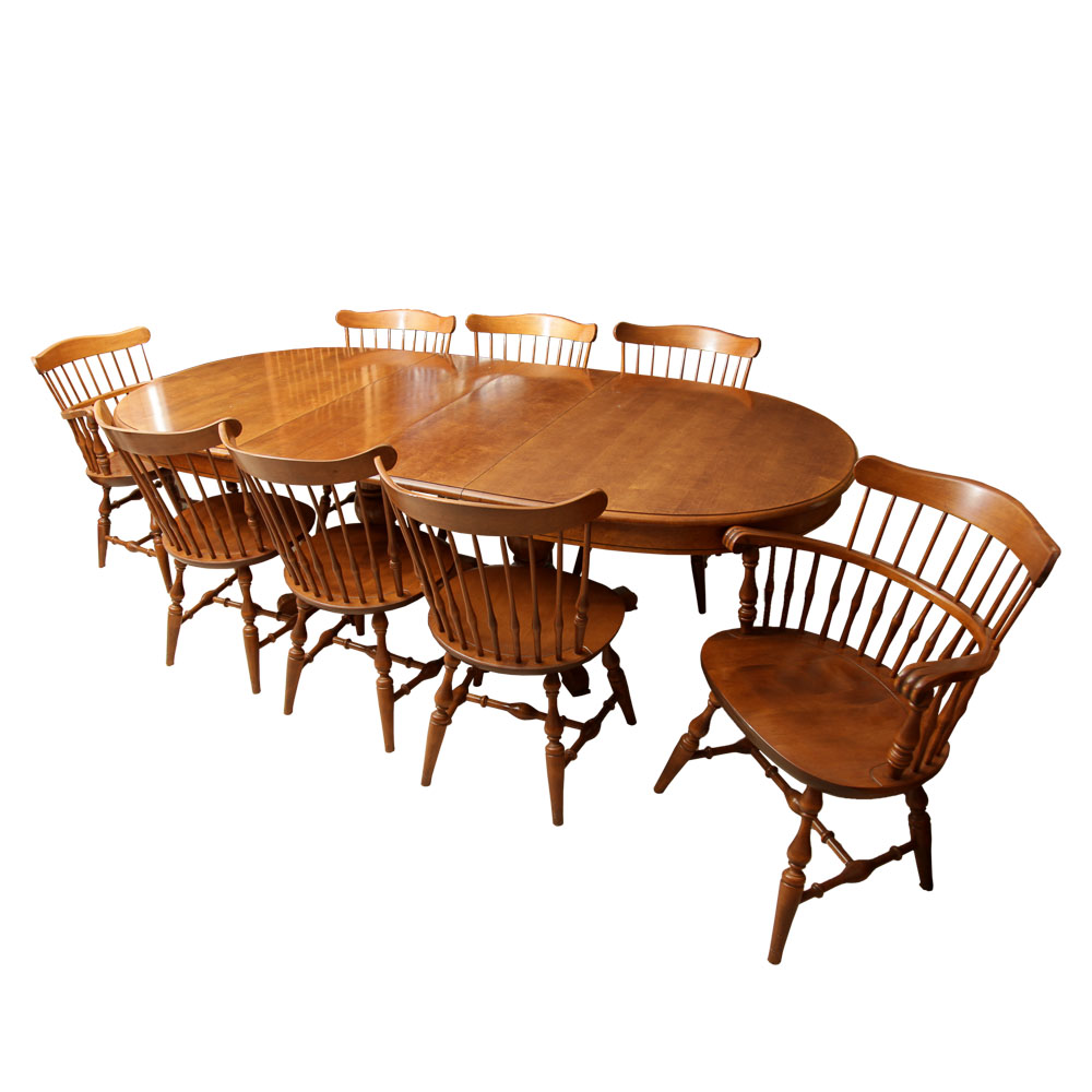 Vintage Dining Table with Chairs by Nichols and Stone