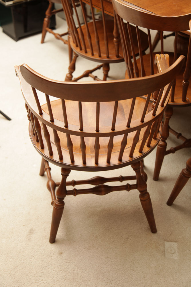 Vintage Dining Table with Chairs by Nichols and Stone