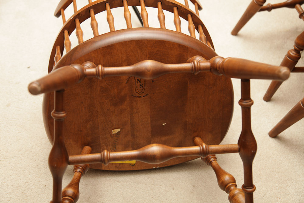 Vintage Dining Table with Chairs by Nichols and Stone