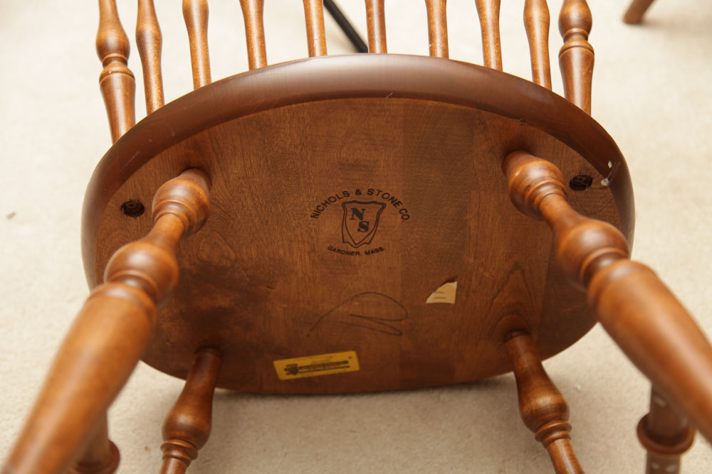 Vintage Dining Table with Chairs by Nichols and Stone