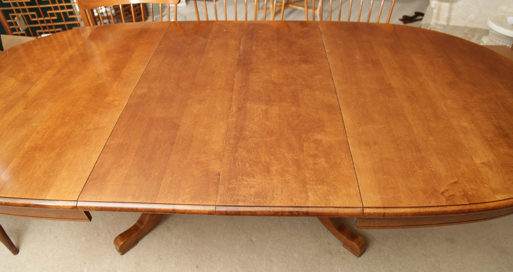 Vintage Dining Table with Chairs by Nichols and Stone