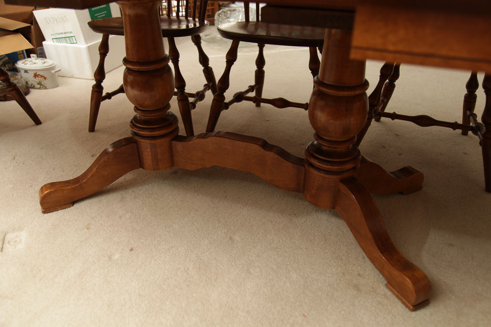 Vintage Dining Table with Chairs by Nichols and Stone