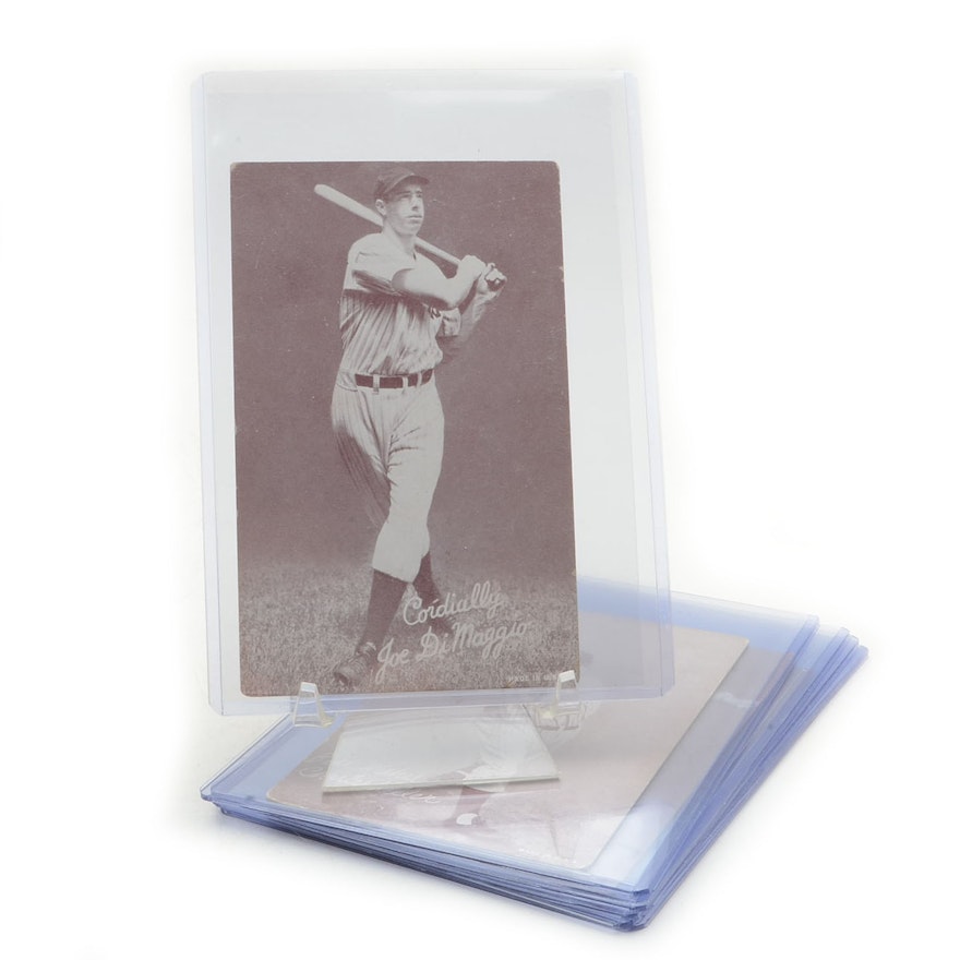 Six 1940s Exhibit Baseball Cards With DiMaggio and Greenberg