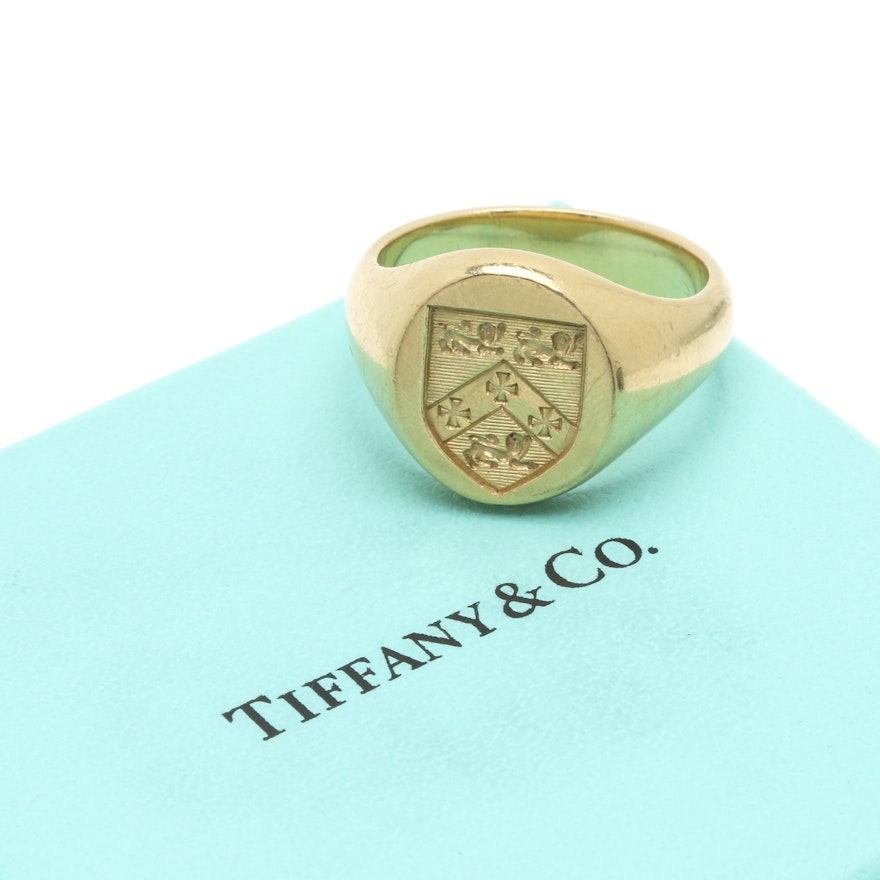 Tiffany & Co. 18K Yellow Gold Customized Signet Ring