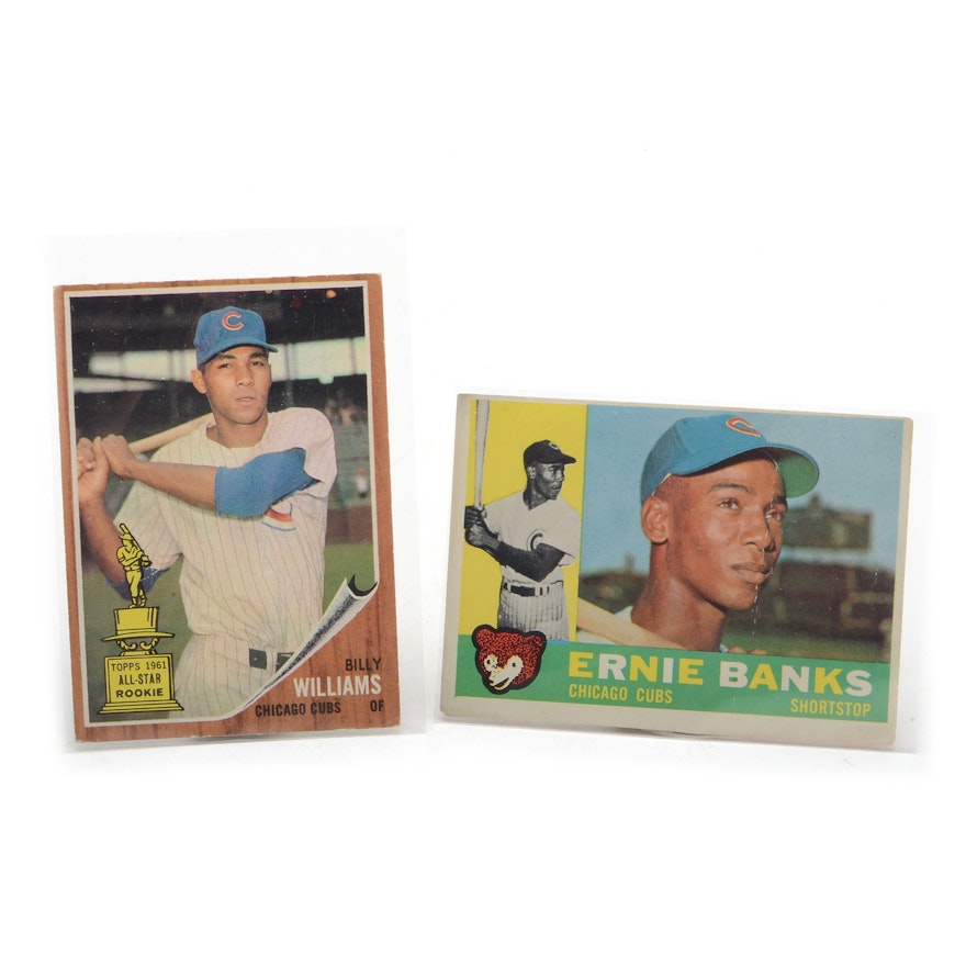 1960 Ernie Banks and 1962 Billy Williams Topps Cards