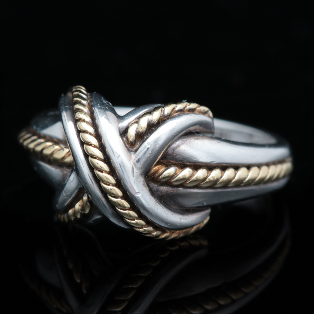 Tiffany & Co. Sterling Silver Signature X Ring with 18K Yellow Gold Accents