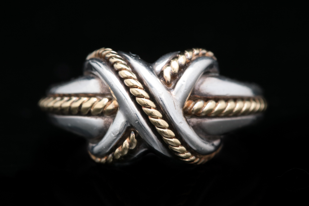 Tiffany & Co. Sterling Silver Signature X Ring with 18K Yellow Gold Accents
