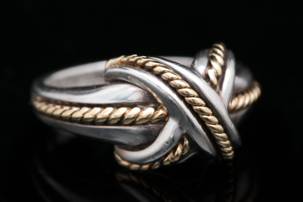 Tiffany & Co. Sterling Silver Signature X Ring with 18K Yellow Gold Accents
