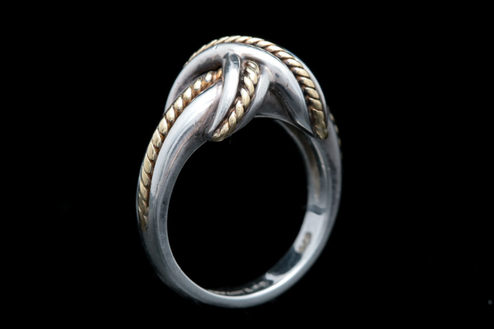 Tiffany & Co. Sterling Silver Signature X Ring with 18K Yellow Gold Accents