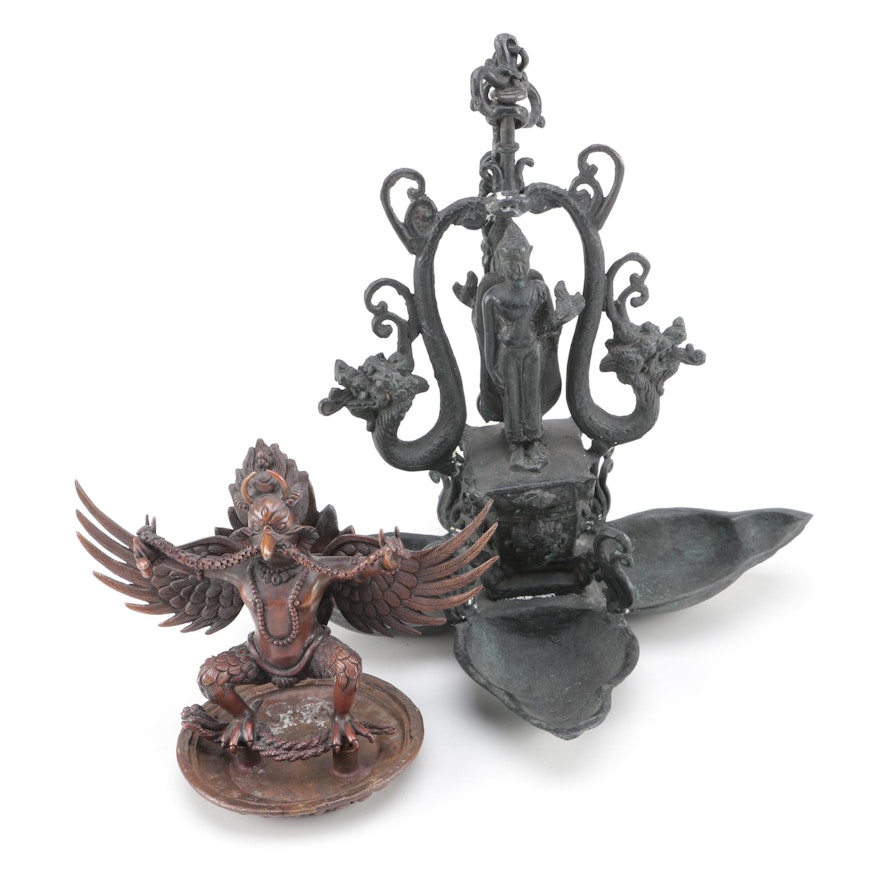 Metal Garuda and Hanging Shiva Figurines