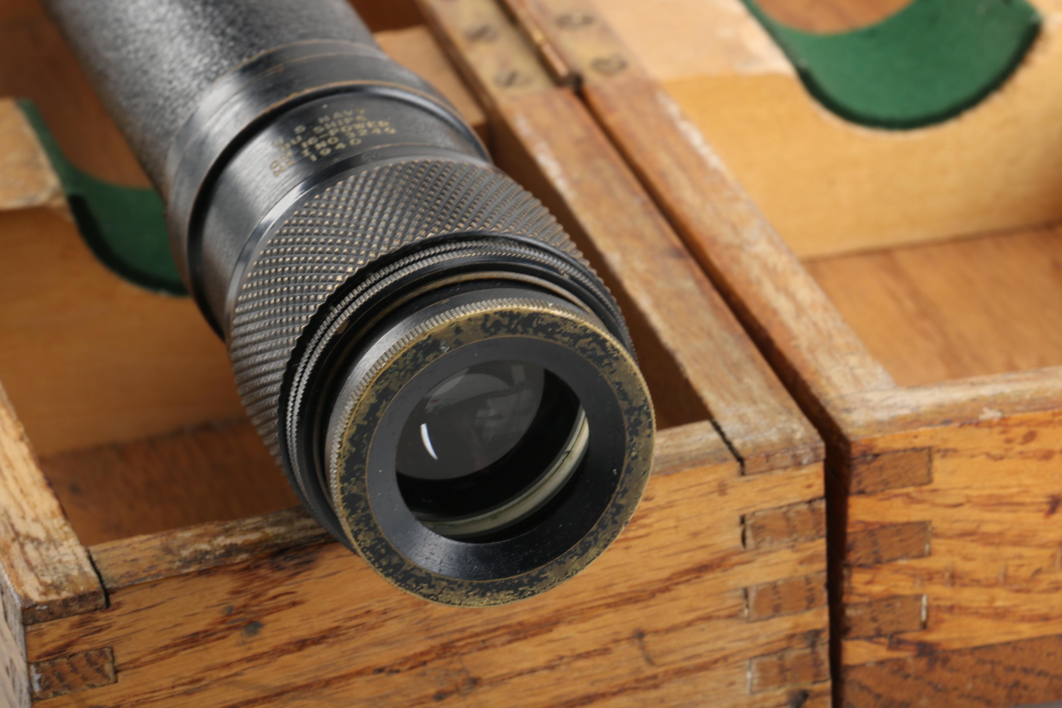 US Navy Spyglass c. 1940 by Kollmorgen Optical Corp. with Case