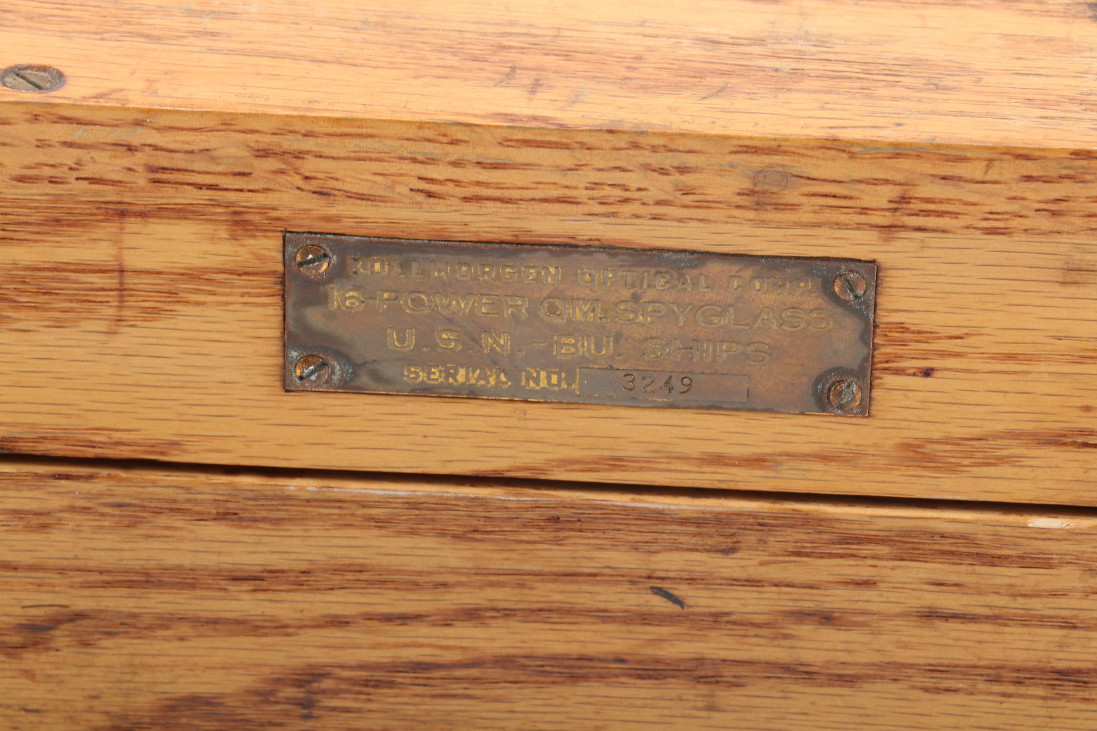 US Navy Spyglass c. 1940 by Kollmorgen Optical Corp. with Case
