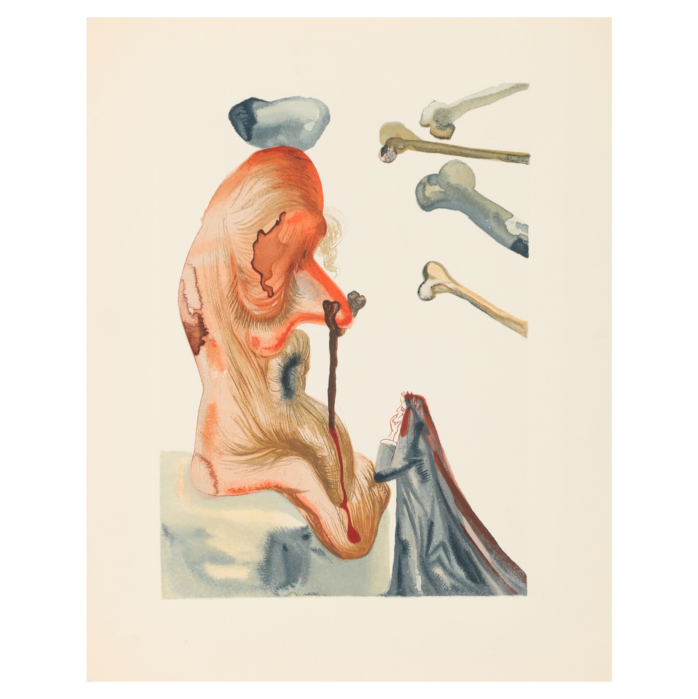 Salvador Dalí Wood Engraving "Hell Canto 18 (The Divine Comedy)"