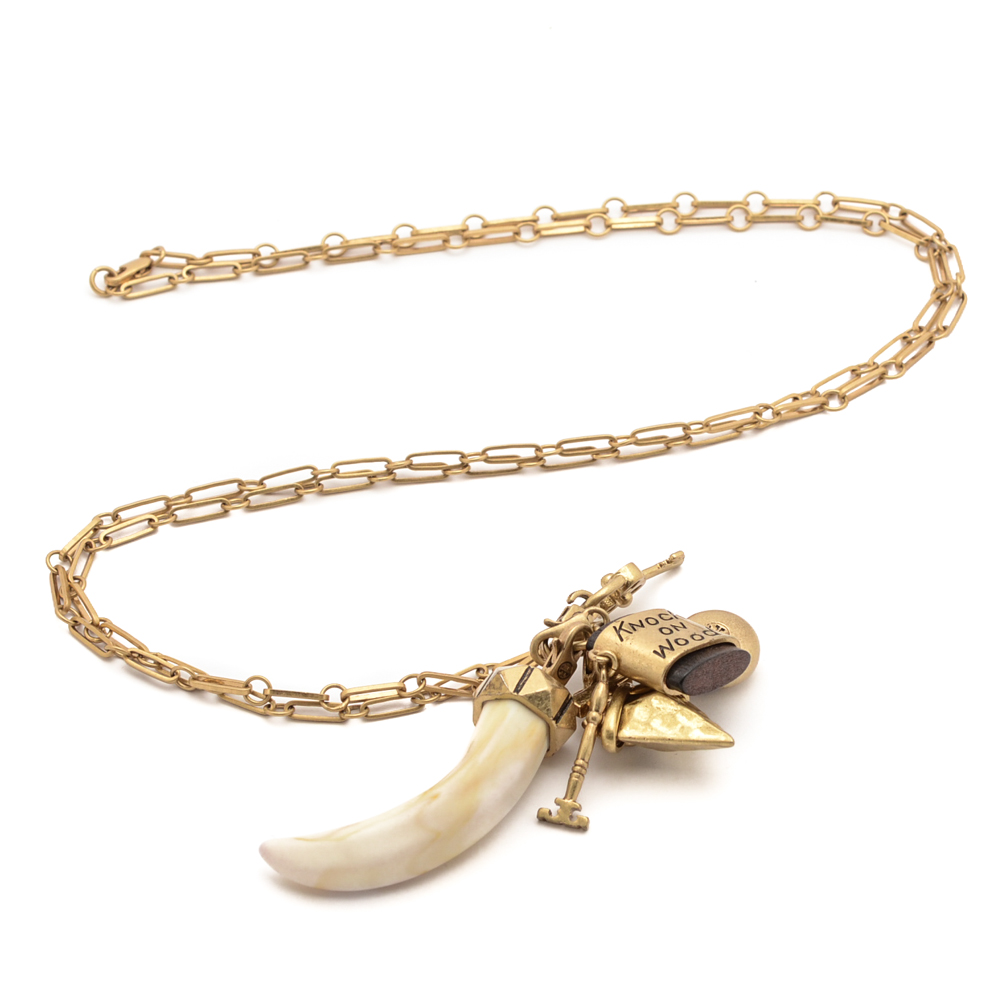 Tori Burch Gold Tone Charm Pendant Necklace