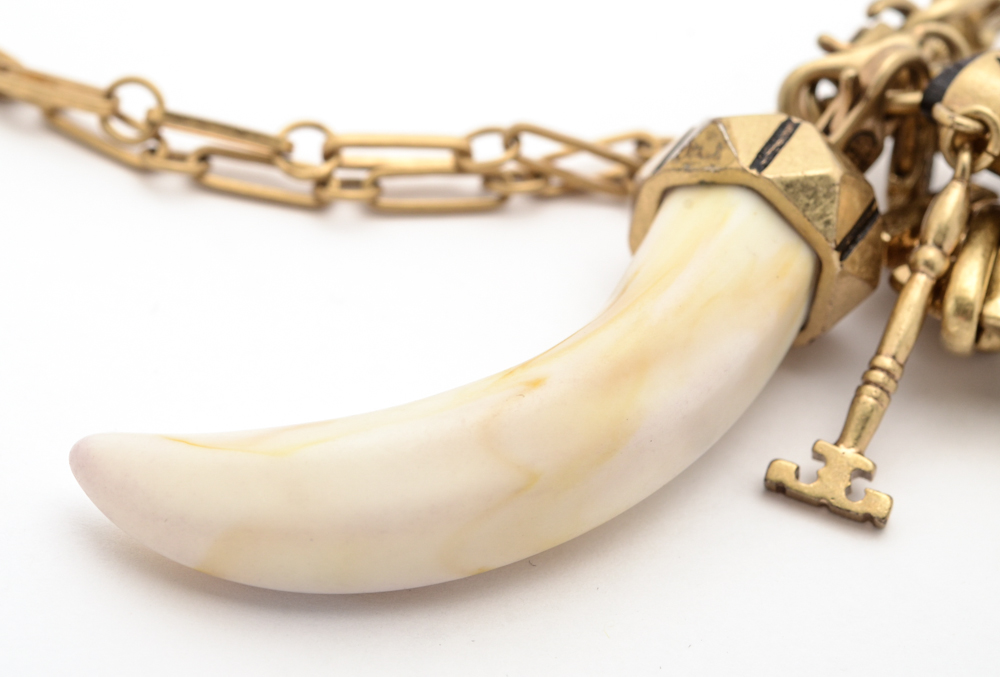 Tori Burch Gold Tone Charm Pendant Necklace