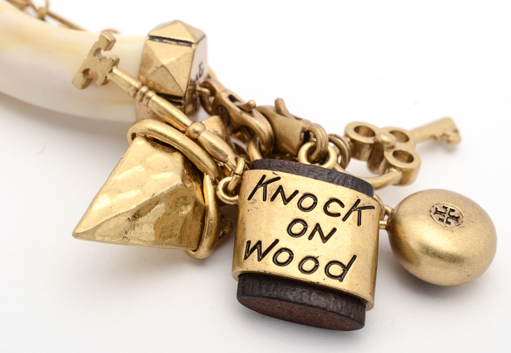 Tori Burch Gold Tone Charm Pendant Necklace