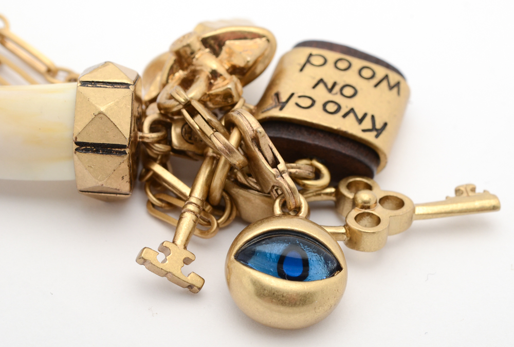 Tori Burch Gold Tone Charm Pendant Necklace