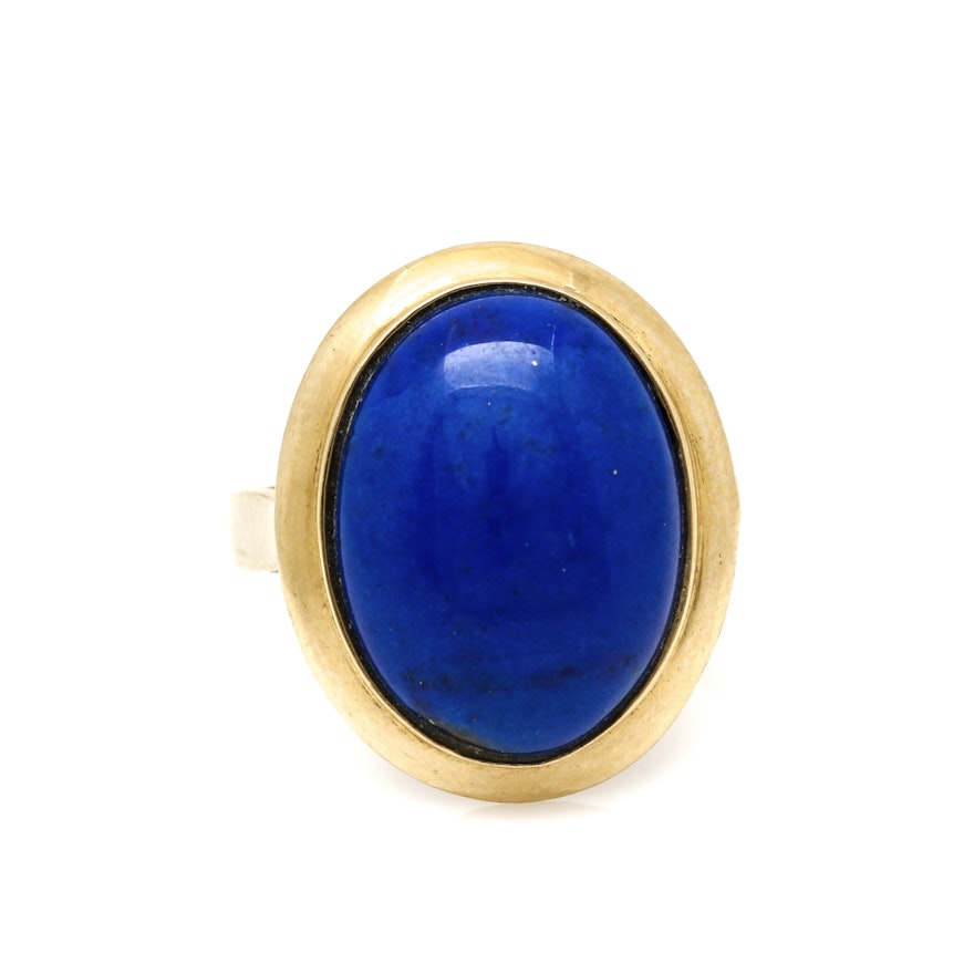 14K Yellow Gold Dyed Lapis Lazuli Ring