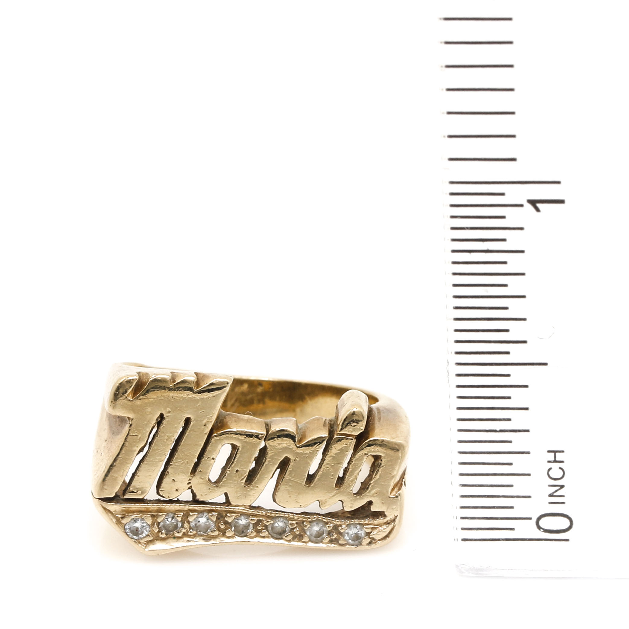 14K Yellow Gold Diamond "Maria" Nameplate Ring