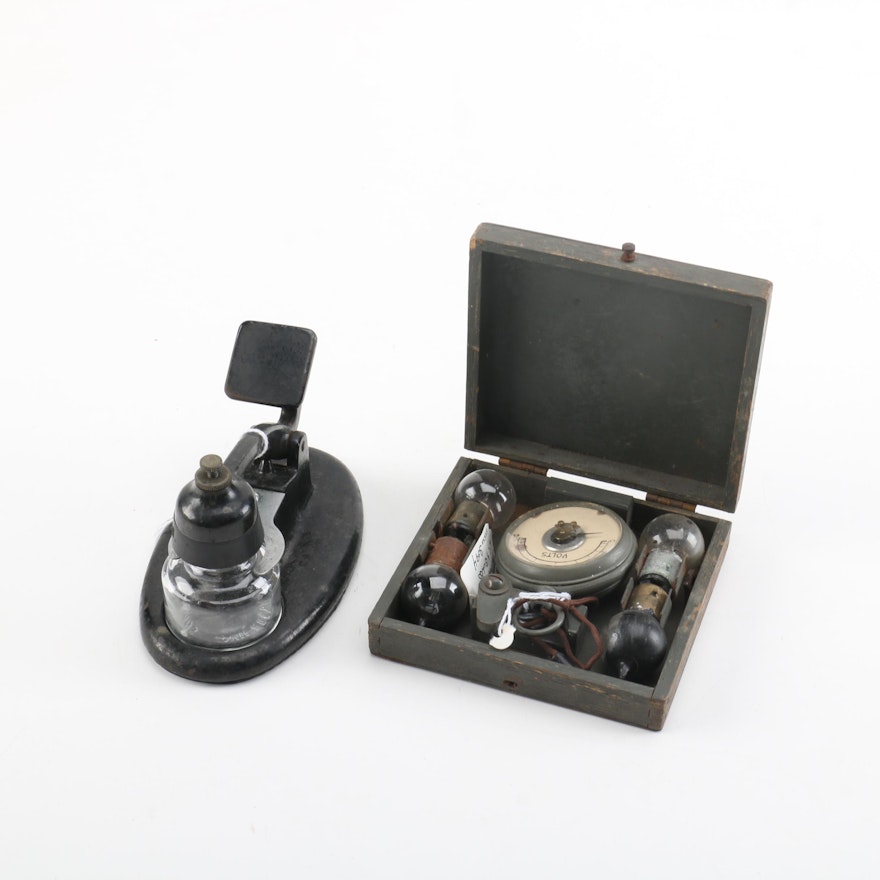 Vintage Voltmeter Kit and Inkwell