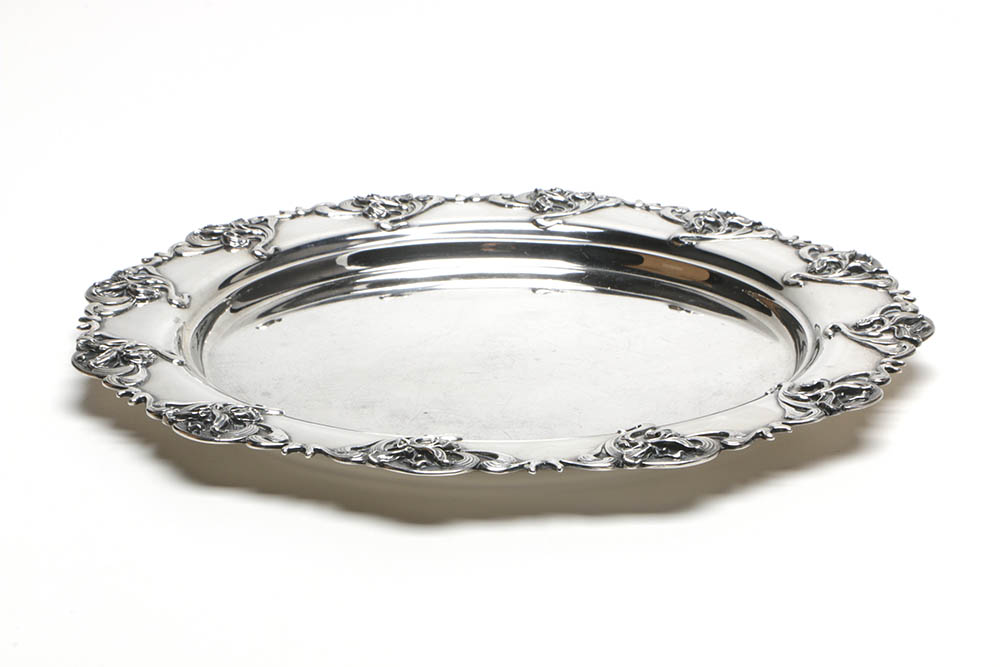 Sterling Silver Chased Iris Motif Coffee Service