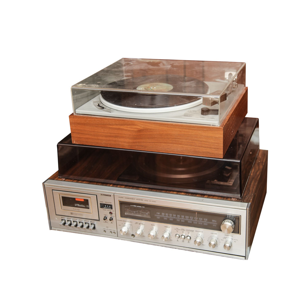 Vintage Fisher Audio System and Lenco L70 Turntable