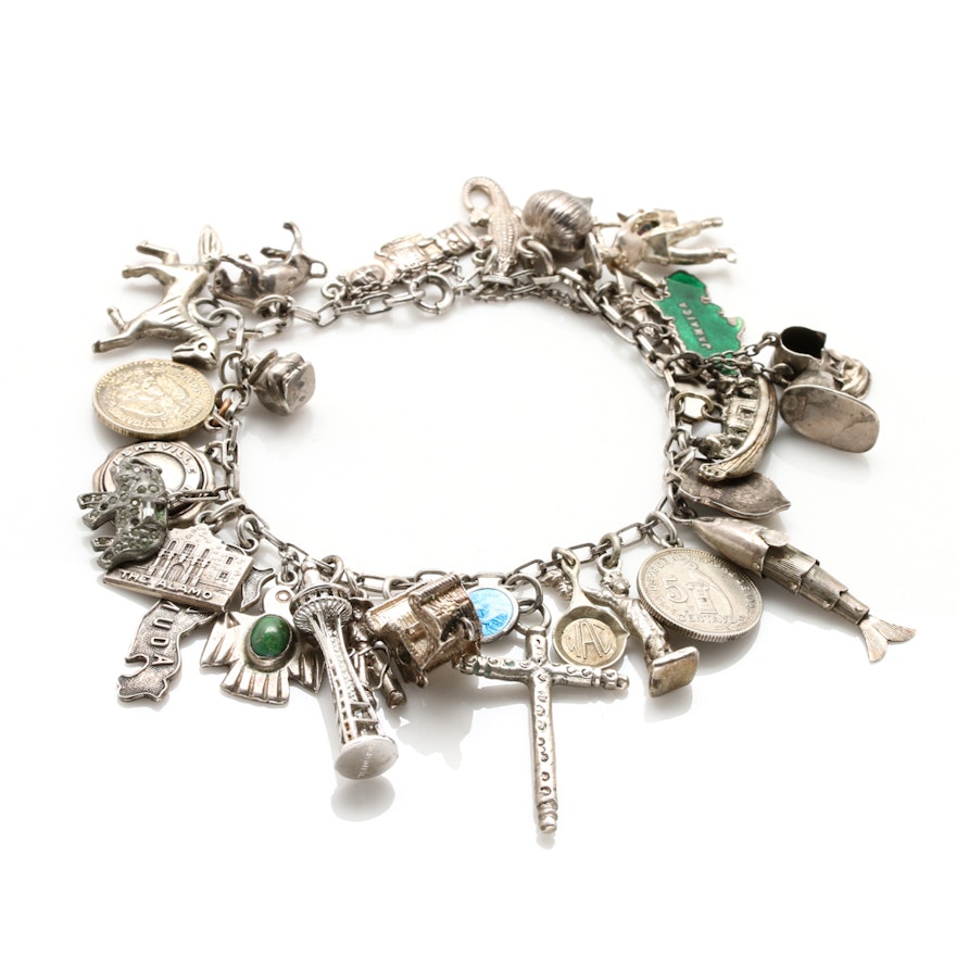 Sterling Silver Turquoise Charm Bracelet