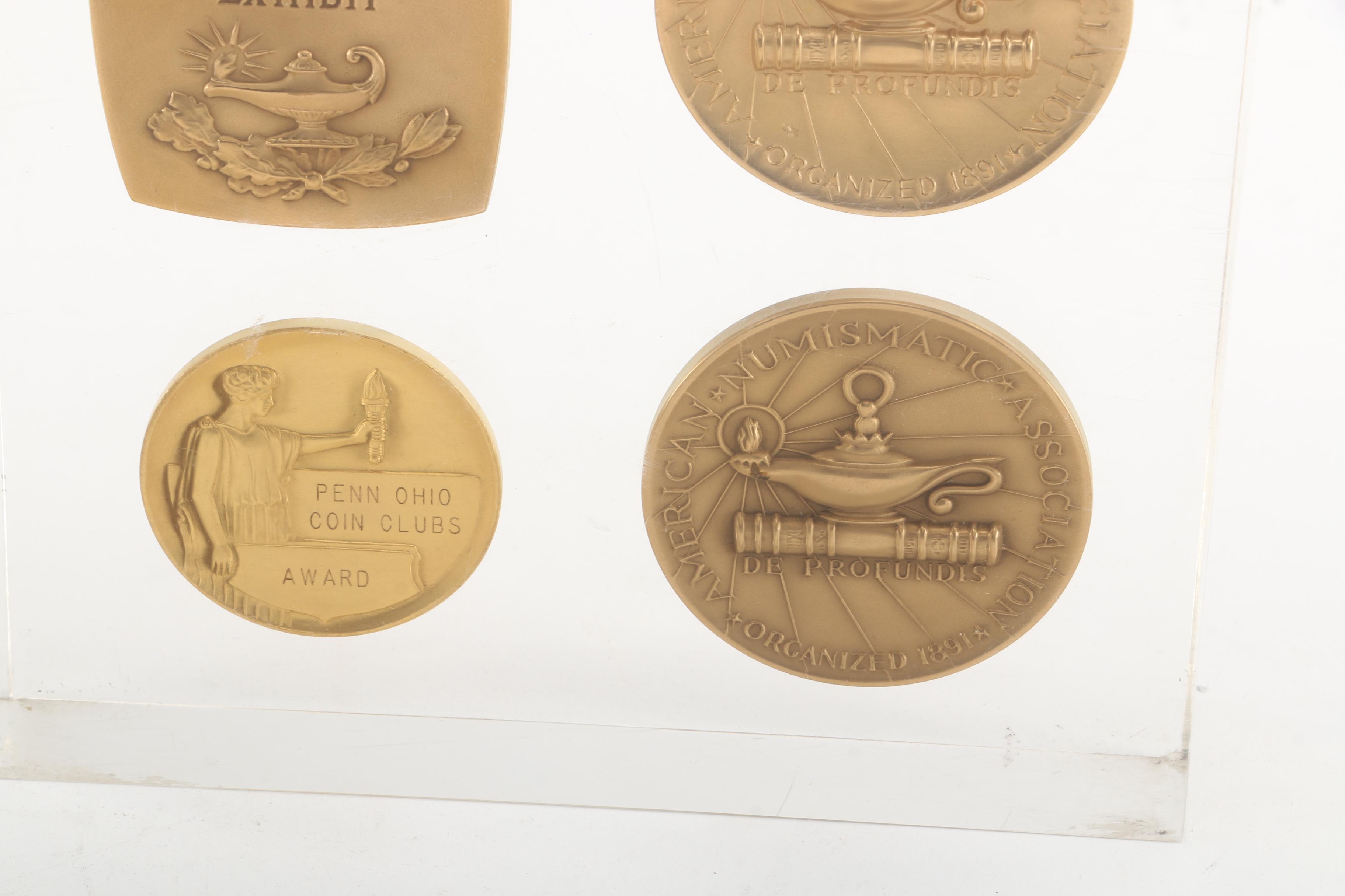 1960s Numismatic Award Medallions Mounted in Acrylic