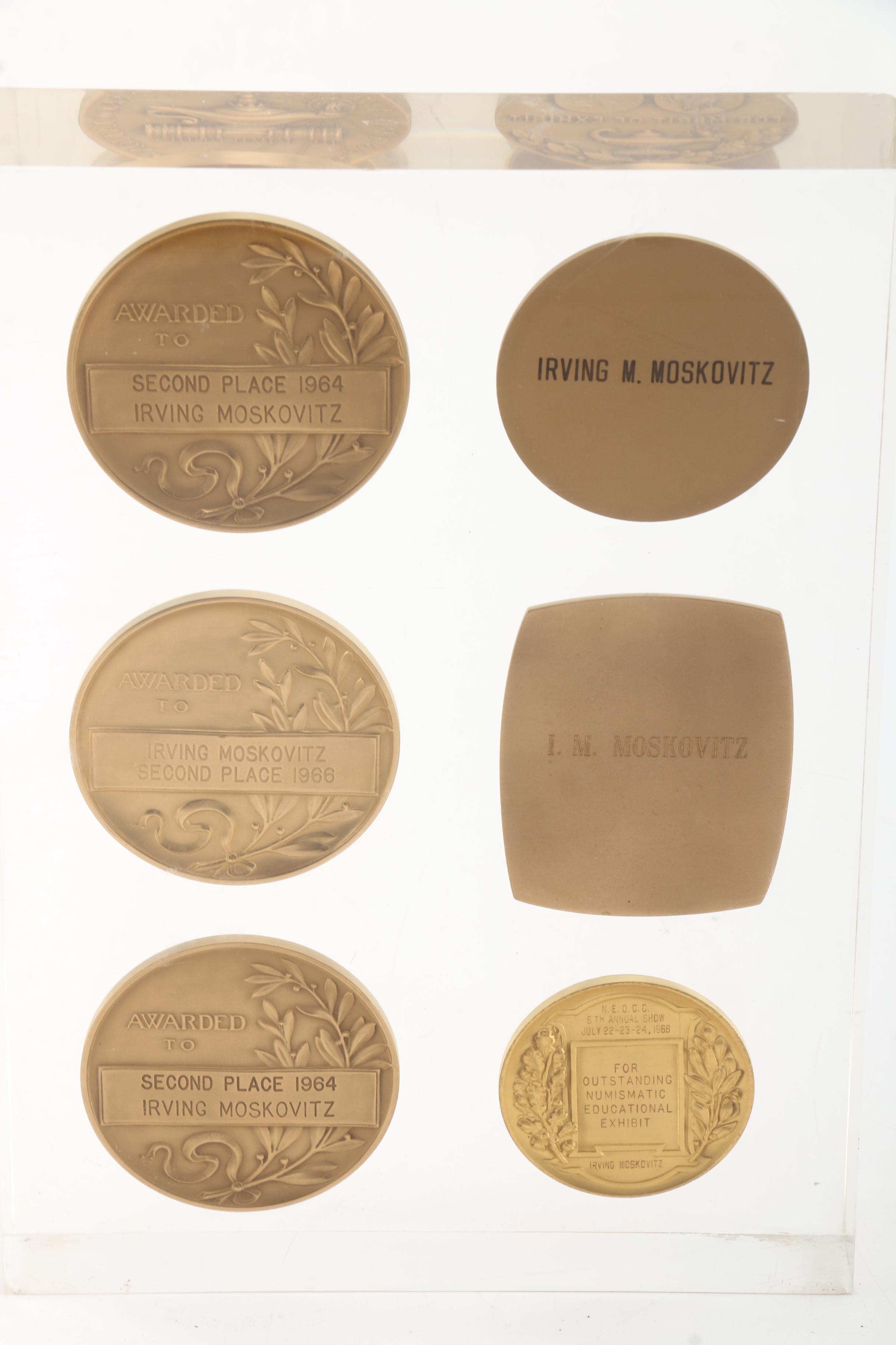 1960s Numismatic Award Medallions Mounted in Acrylic