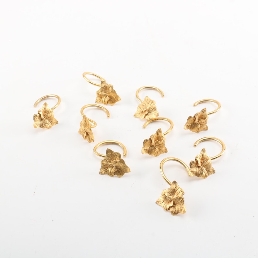 Gold Tone Metal Leaf Shower Hooks