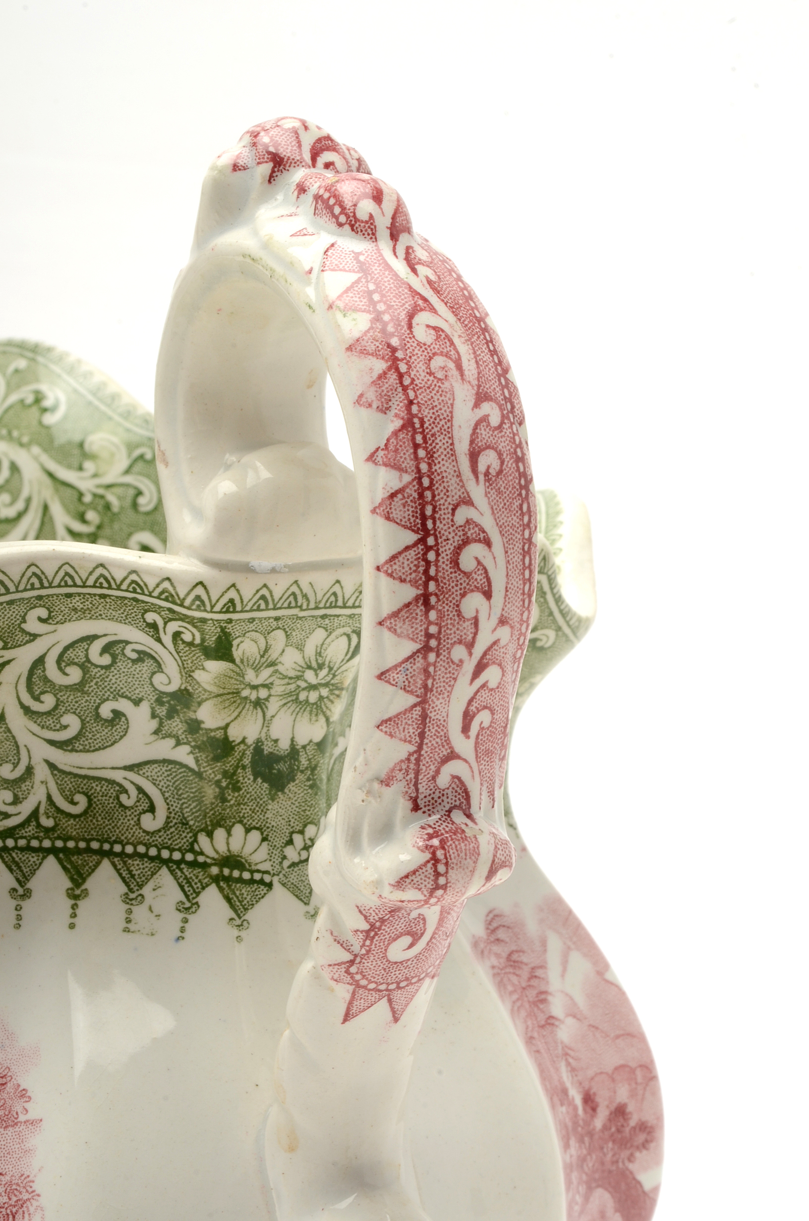 Antique Bi-Color Staffordshire William Adams and Sons "Caldonia" Pitcher