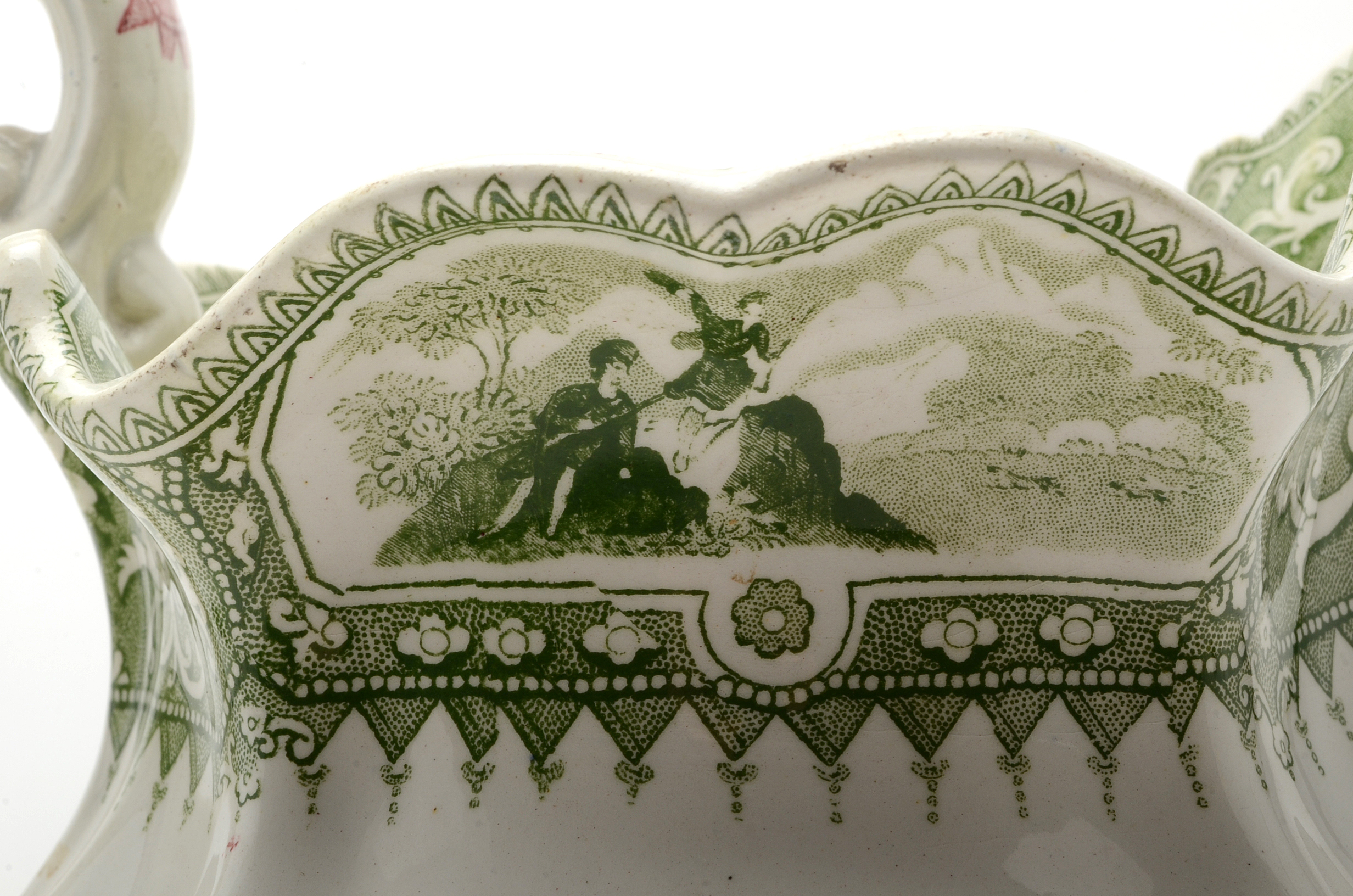 Antique Bi-Color Staffordshire William Adams and Sons "Caldonia" Pitcher