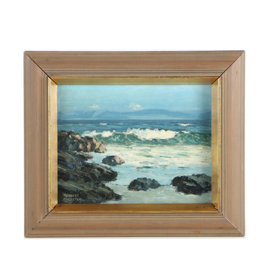 Herbert Foerster Oil Painting of a Rocky Beach