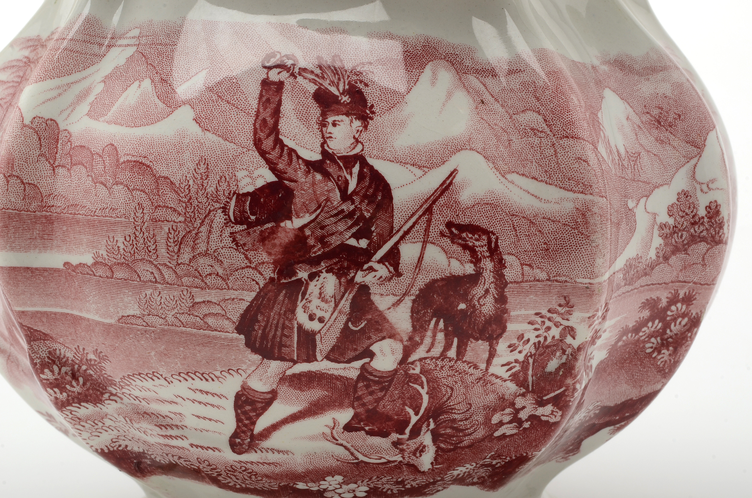 Antique Bi-Color Staffordshire William Adams and Sons "Caldonia" Pitcher