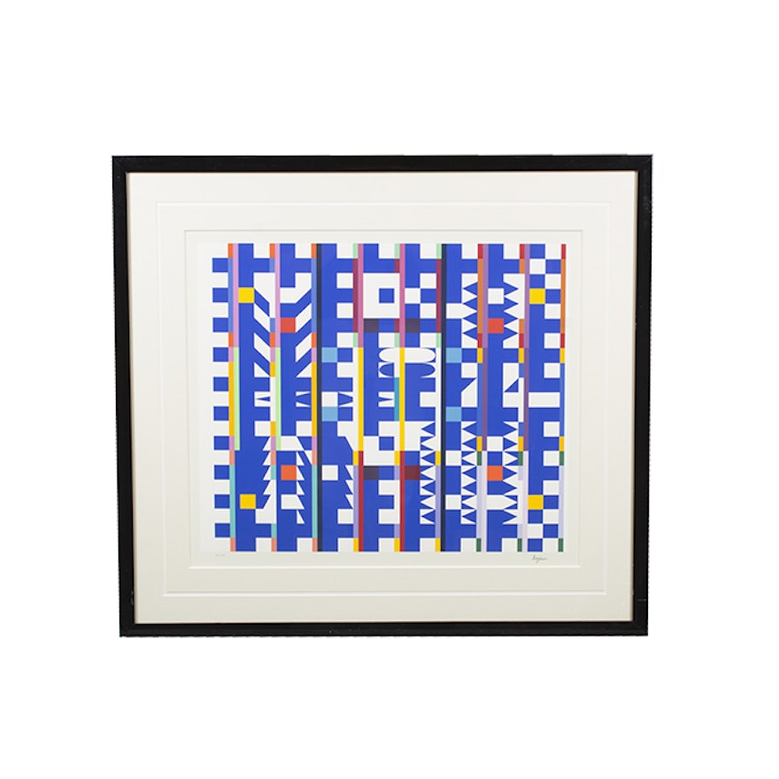 Yaacov Agam Limited Edition Serigraph "Movement in Bleu Space"