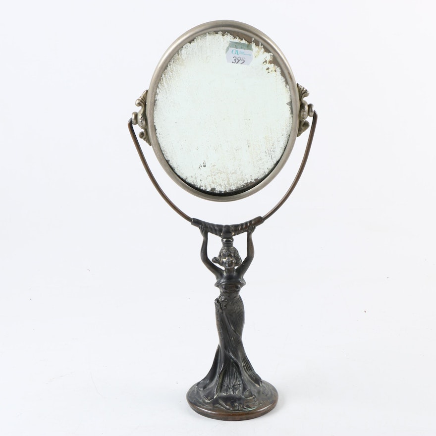 Vintage Figural Art Nouveau Vanity Mirror