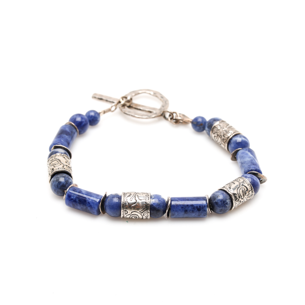 Tel Megiddo Sterling Silver Sodalite Bracelet
